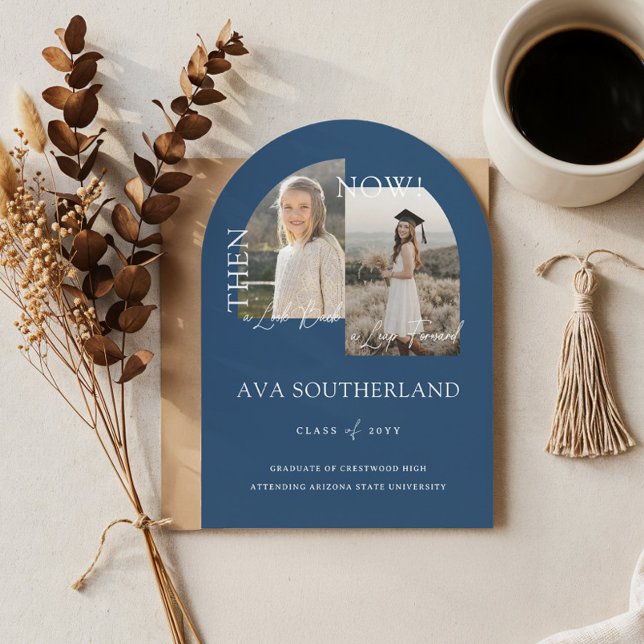 Modern Minimal Then & Now Graduation Party Photos Invitation (Modern Minimal Then & Now Graduation Party Photos Invitation)