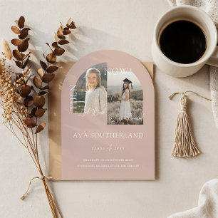 Modern Minimal Then & Now Graduation Party Photos Invitation