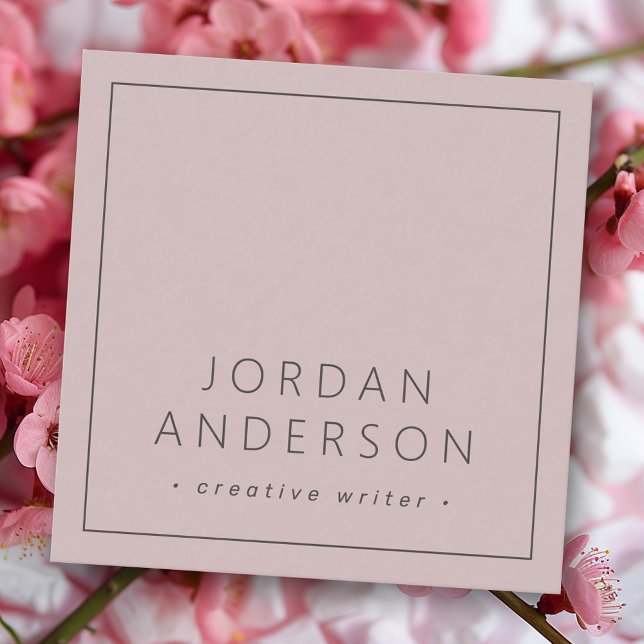 Modern minimal thin borders rose taupe square business card (Modern minimal thin borders rose taupe square business card)