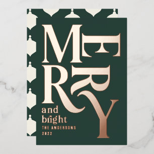 Modern minimal traditional merry Christmas green Foil Holiday Card