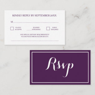 Modern Minimal Traditional Purple Wedding RSVP Enclosure Card