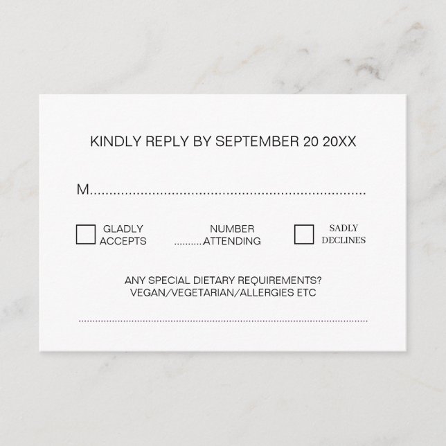 Modern Minimal Traditional Wedding RSVP Enclosure Card (Front)