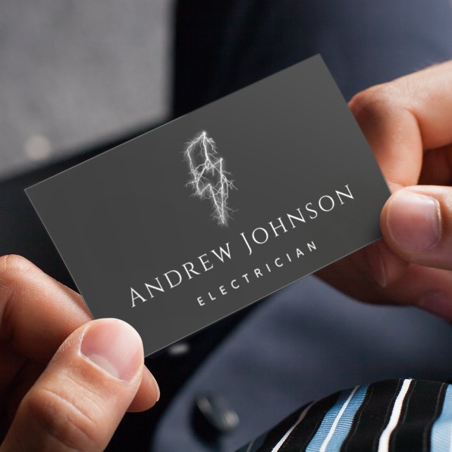 Modern & Minimal Trendy Electrician Cool Lightning Business Card (Creator Uploaded)