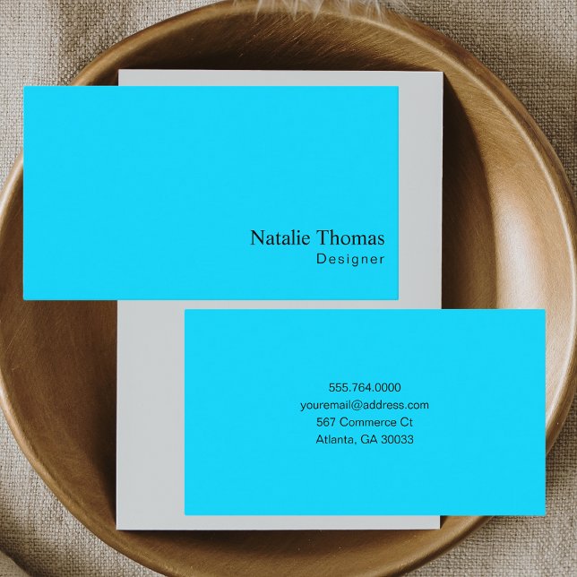 Modern Minimal Trendy Neon Blue Professional Business Card (Creator Uploaded)