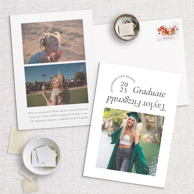 Modern Minimal Trendy Photo Grad Announcement (Creator Uploaded)