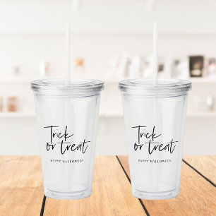 Modern Minimal Trick And Treat Happy Halloween Acrylic Tumbler