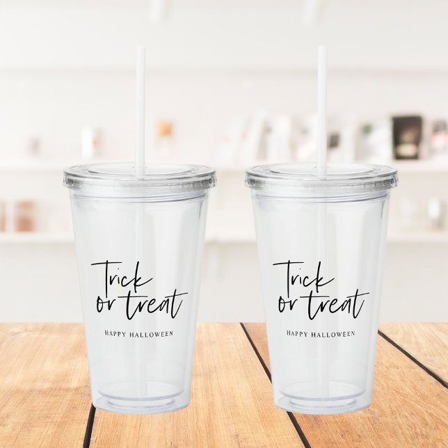 Modern Minimal Trick And Treat | Happy Halloween Acrylic Tumbler (Creator Uploaded)