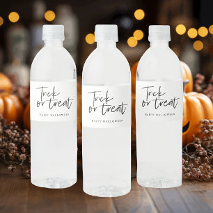 Modern Minimal Trick And Treat   Happy Halloween Water Bottle Label