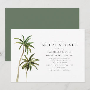 Modern Minimal Tropical Beach Palm Bridal Shower Invitation