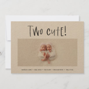 Modern minimal twin photo birth announcement