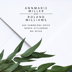 Modern Minimal Two Last Names Return Address Self-inking Stamp