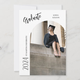 Modern Minimal Two Photo Graduation Invitation