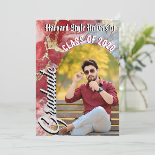 Modern Minimal Two Photo Graduation Party Invitation