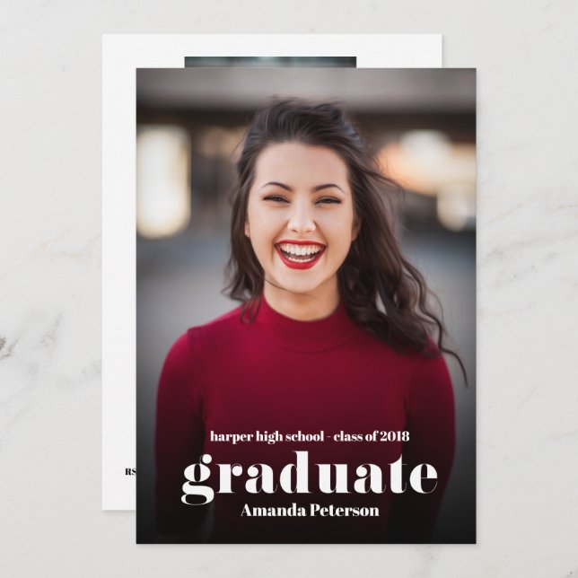 Modern minimal two photos Graduation Party Invitation (Front/Back)