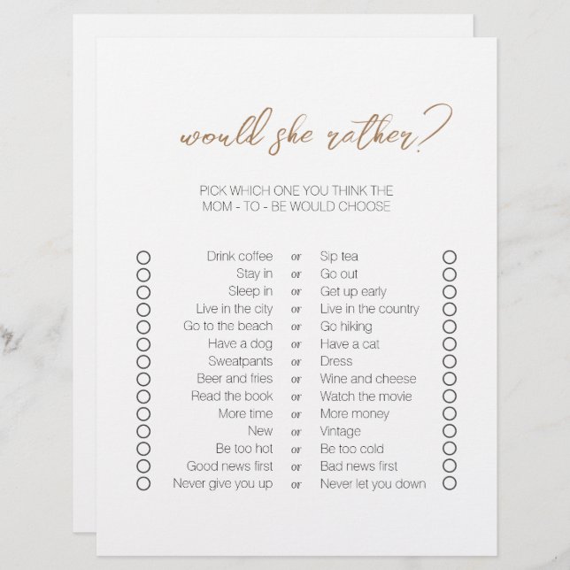 Modern Minimal Two-Sided Bingo Baby Shower Games (Front/Back)