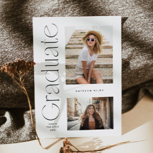 Modern Minimal Type Graduate 2 Photo Graduation Invitation