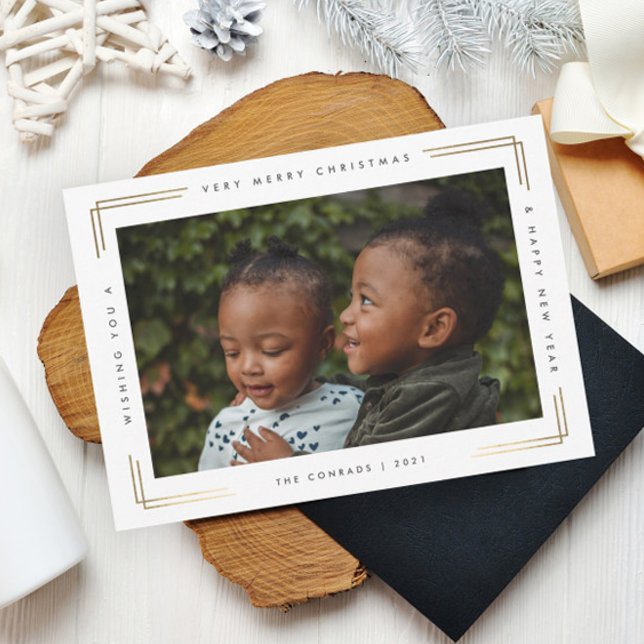 Modern Minimal Type Photo Christmas Holiday Card (Modern photo christmas holiday card.)