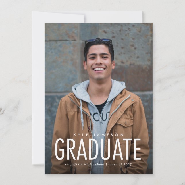 Modern Minimal Type Photo Graduation Invitation (Front)