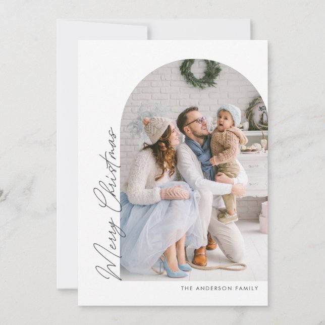 Modern Minimal Typewriter Christmas Photo Holiday Card (Front)