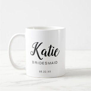 Modern & Minimal Typographic Bridesmaid Monogram Coffee Mug
