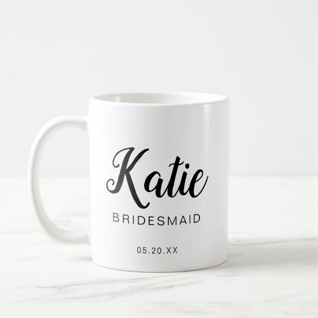 Modern & Minimal Typographic Bridesmaid Monogram Coffee Mug (Left)