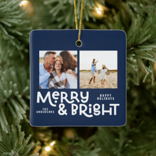 Modern minimal typography 2  photo Christmas   Ceramic Ornament