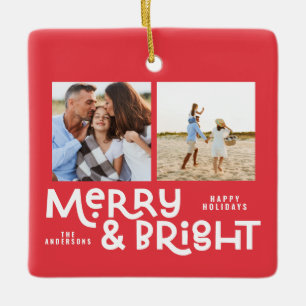 Modern minimal typography 2  photo Christmas  Ceramic Ornament