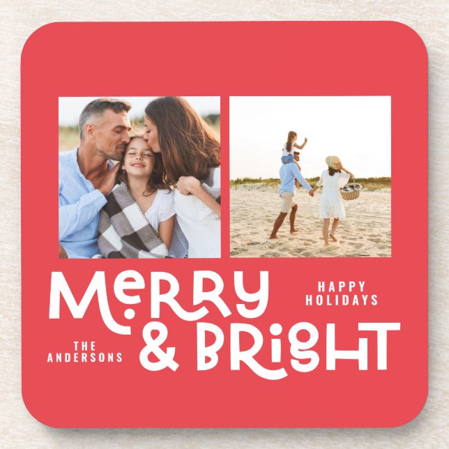 Modern minimal typography 2  photo Christmas   Coaster (Front)