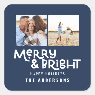 Modern minimal typography 2  photo Christmas  Square Sticker