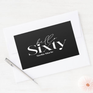 Modern minimal typography black 60th birthday rectangular sticker