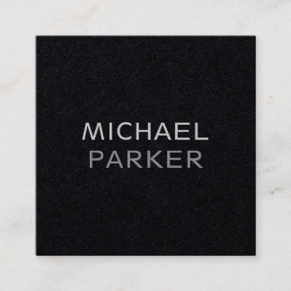 Modern Minimal Typography Black and Bold on Black Square Business Card