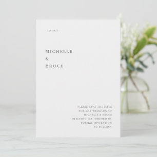 Modern Minimal Typography Black and White Wedding  Save The Date