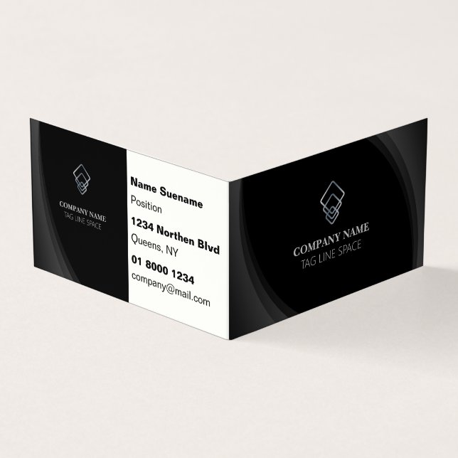 Modern Minimal Typography Black Business Card (Outside)