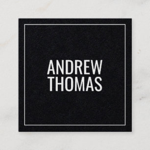 Modern Minimal Typography Black Paper Square  Business Card