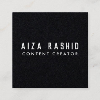 Modern Minimal Typography Black Square Square Business Card