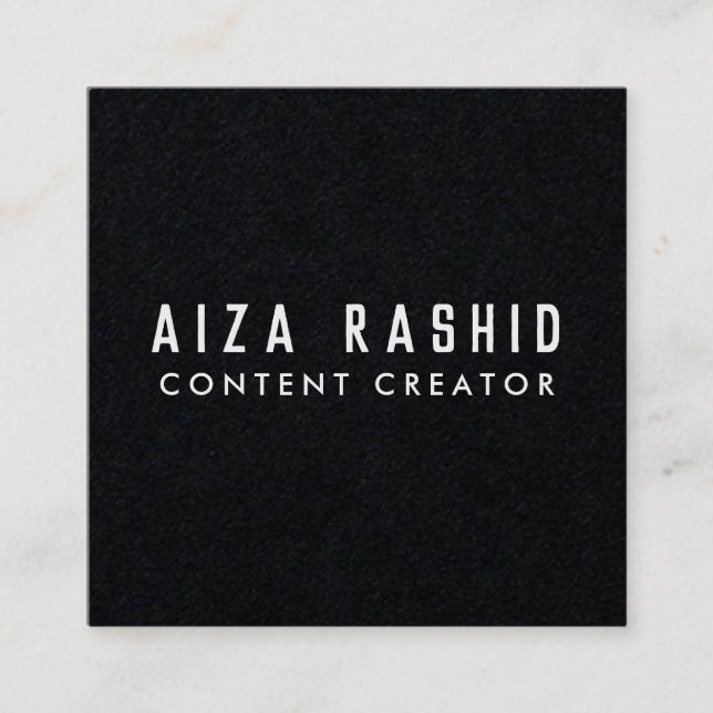 Modern Minimal Typography Black Square  Square Business Card (Front)