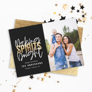 Modern minimal typography chic gold Christmas Holiday Card