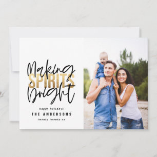 Modern minimal typography chic gold Christmas Holiday Card