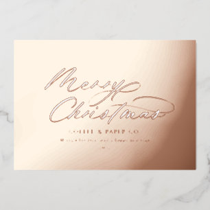 Modern minimal typography elegant script corporate foil holiday card