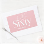 Modern minimal typography girly pink 60th birthday rectangular sticker<br><div class="desc">Modern minimal typography simple girly pink and white 60th birthday party favour decor napkin. Part of a contemporary collection.</div>