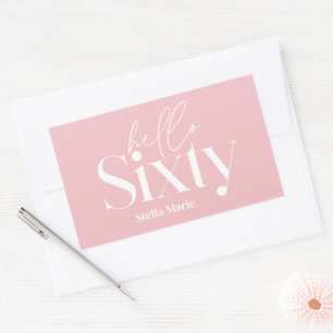 Modern minimal typography girly pink 60th birthday rectangular sticker