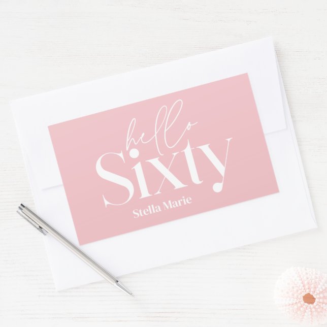 Modern minimal typography girly pink 60th birthday rectangular sticker (Envelope)