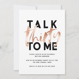 Modern minimal typography girly rose gold 30th