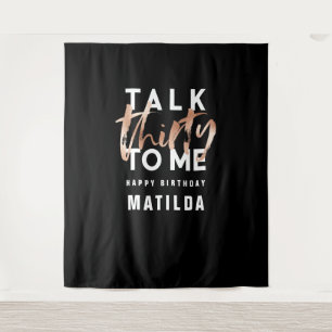 Modern minimal typography girly rose gold 30th ban tapestry