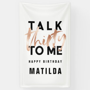 Modern minimal typography girly rose gold 30th banner