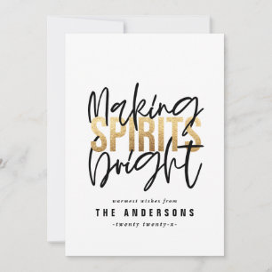 Modern minimal typography gold chic christmas holiday card
