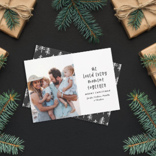 Modern, minimal typography holiday family photo card