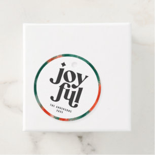 Modern minimal typography joyful holiday christmas favour tags