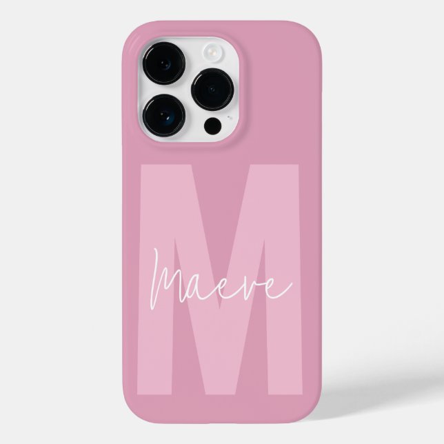 Modern minimal typography monogram pink girly Case-Mate iPhone case (Back)