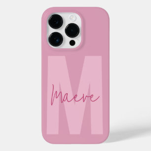 Modern minimal typography monogram pink girly Case-Mate iPhone 14 pro case